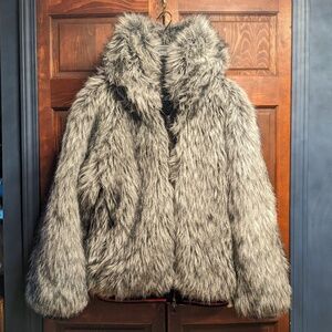 Rockstar Faux Fur Hooded Jacket - Mens Size XL